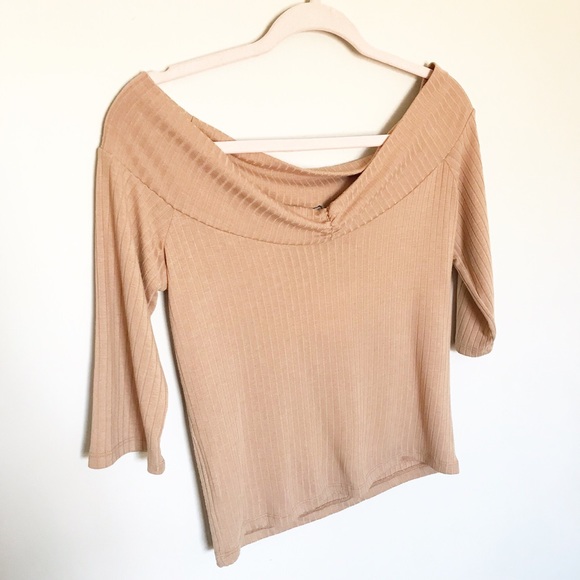 Zara Tops - NWT Zara Trafaluc - Off Shoulder Tan 3/4 Sleeve